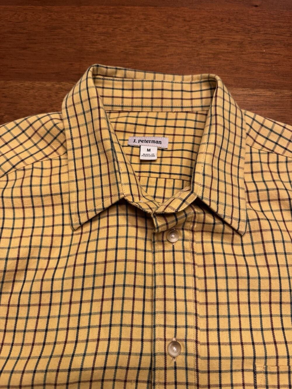 Medium J. Peterman Tan Tattersall Check Long Sleeve Button Up Dress Shirt